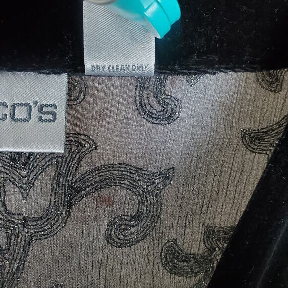 Vtg Chicos Velvet Burnout Silk Blend Kimono Topper Sz 3 XL Gothic Chic Oriental - Picture 12 of 15